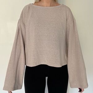 H&M | KNIT BELL SLEEVE TOP | TAN